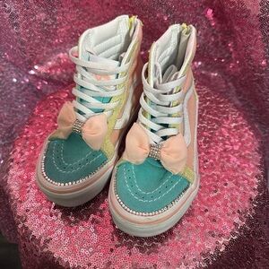 Vans Kids Pastel High-Top Sneakers in Teal and Pink
